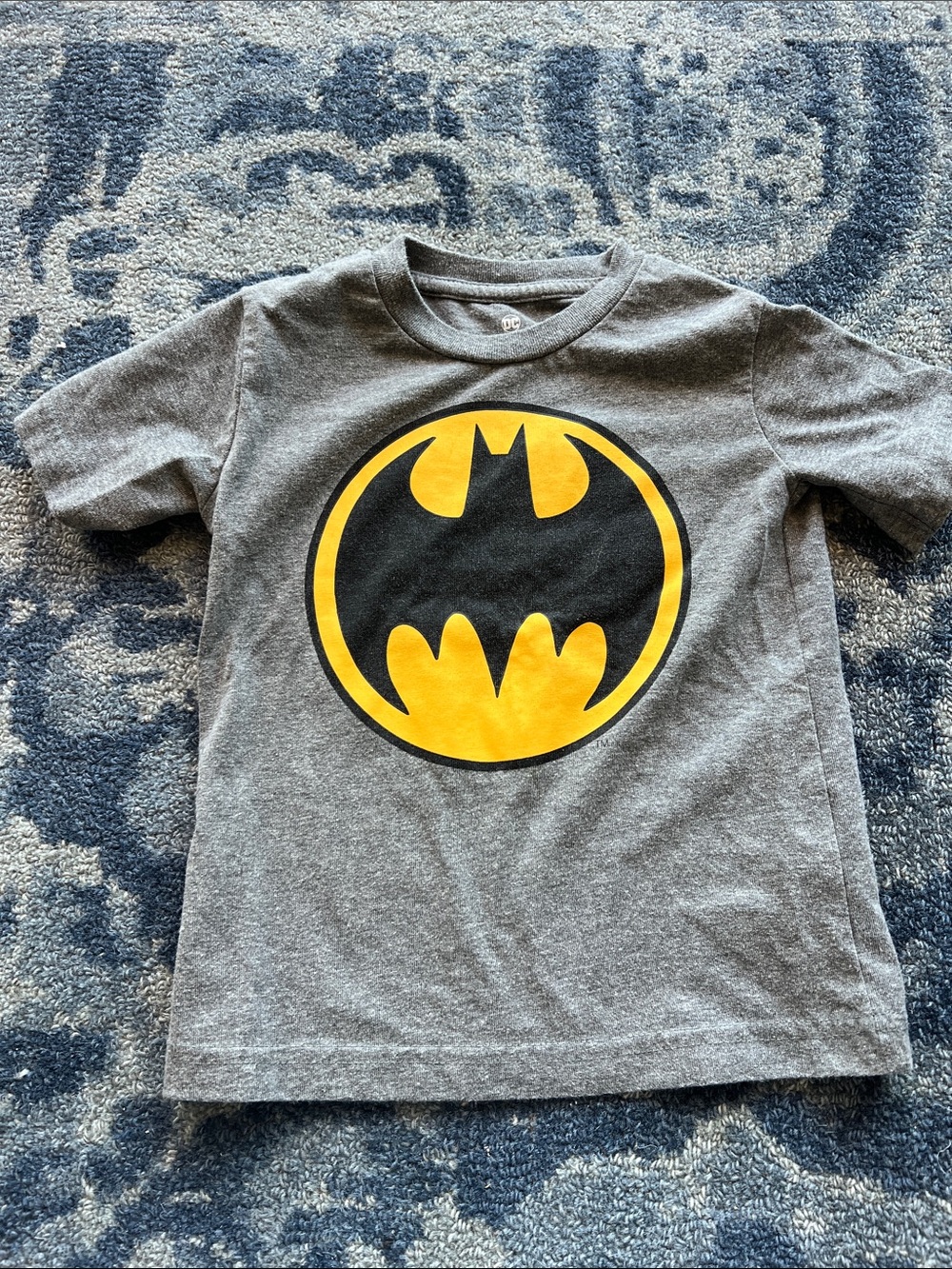 DC Boys Grey T-Shirt with Black and Yellow Batman Logo